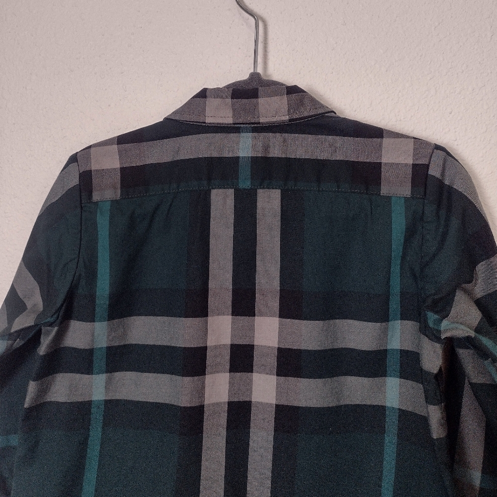 Burberry Children Green Checked Plaid Long Sleeve Button Down Dress Shirt 18M - Picture 8 of 14